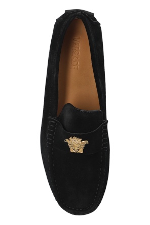 Versace Medusa-plaque Loafers In Blue