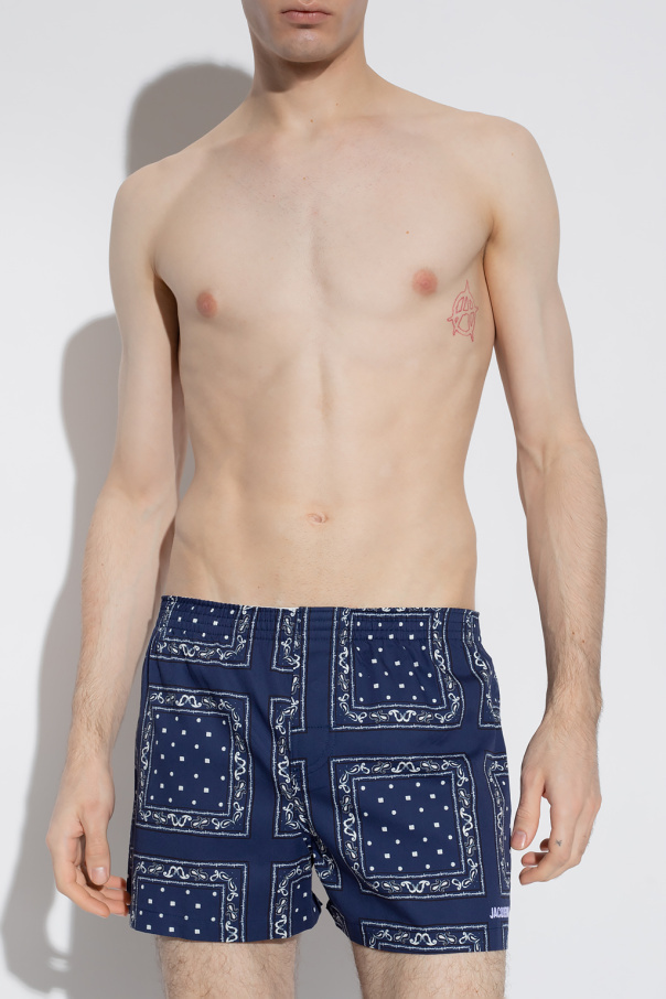 Jacquemus Logo-embroidered Bandana-print Boxers In Blue