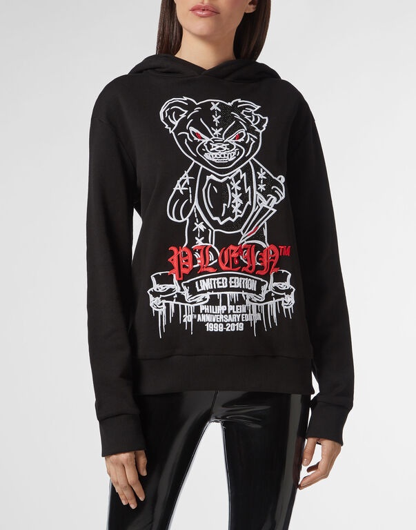 Philipp Plein Logo Details Hooded Hoodie In Black