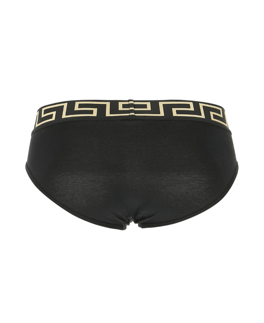 Versace Three-pack Black Greca Border Briefs In Black