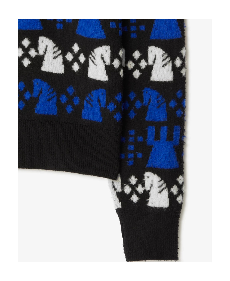 Burberry Geometric Crew Neck Intarsia Knit Sweater In Blue