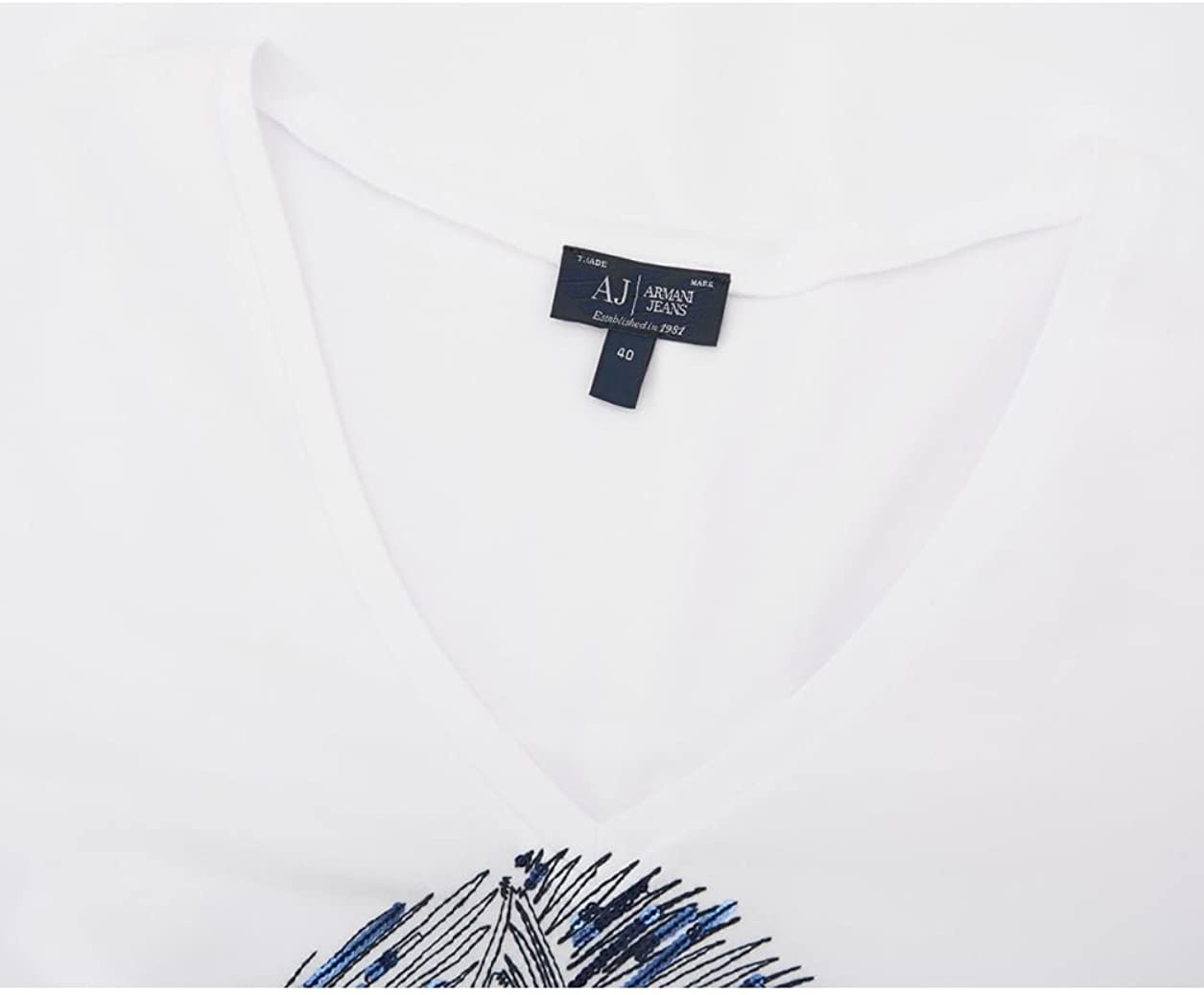 Armani Jeans Small V-collar T-shirt In White