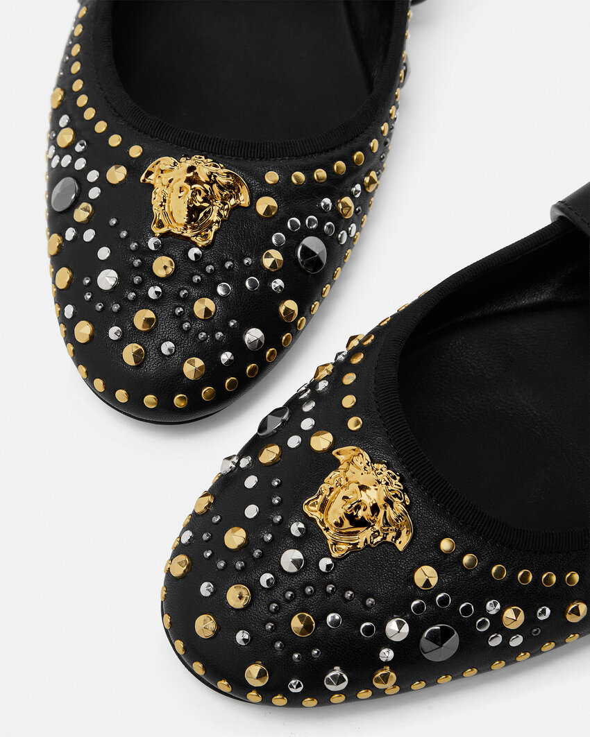 Versace Flat Shoes Black In Black