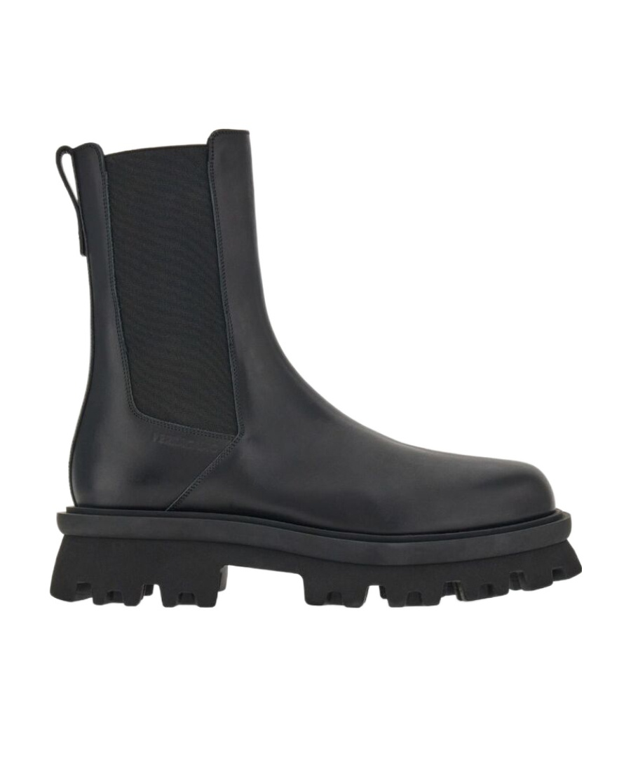 Ferragamo Chunky Sole Leather Chelsea Boots In Black