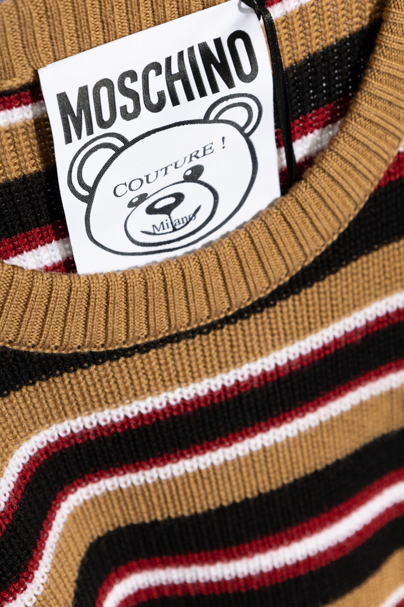 Moschino Brown Virgin Wool Striped Sweater In Brown
