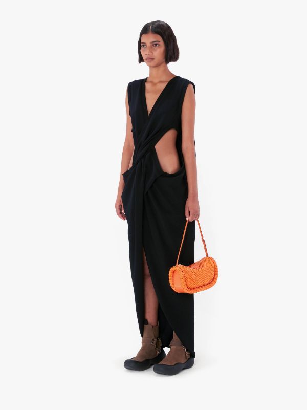 Jw Anderson Long Twist Front Dress In Black