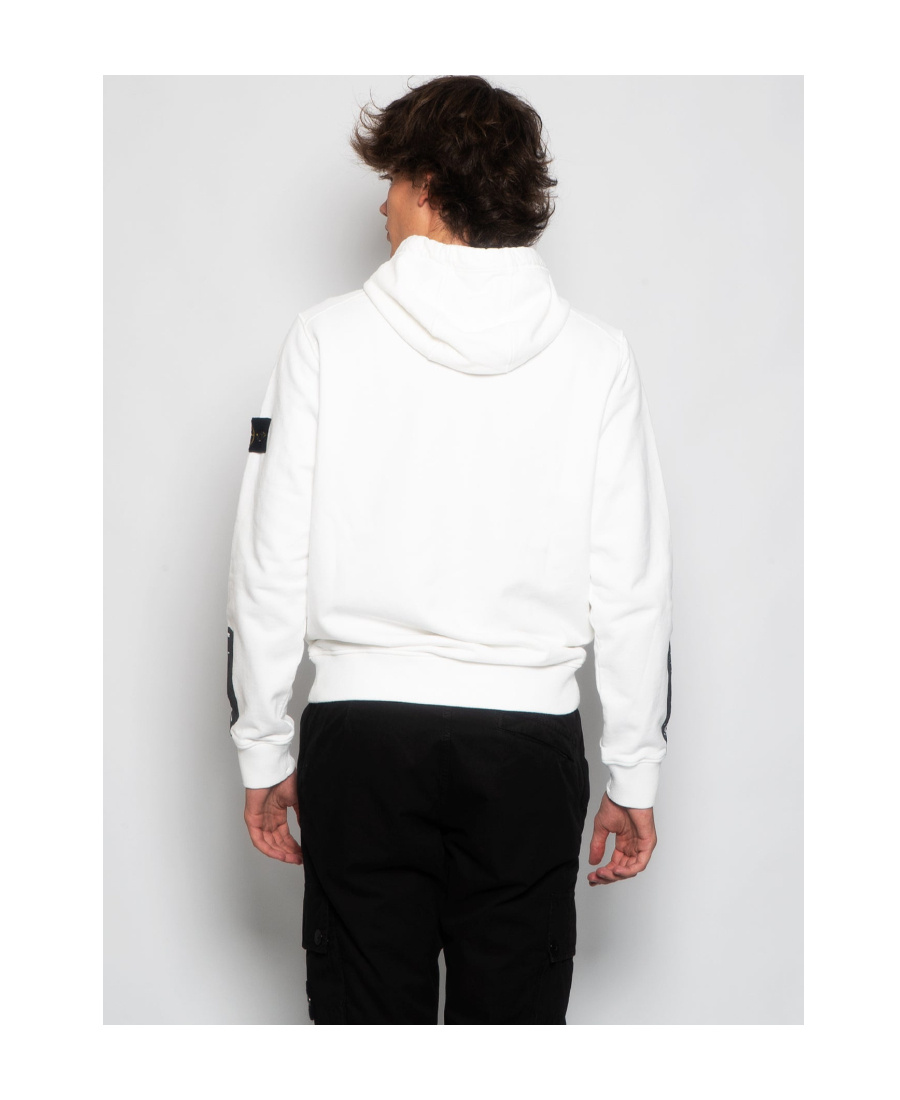 Stone Island Compass-motif Cotton Hoodie In White
