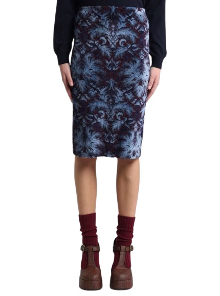 Etro Velvet Brocade Knee-length Skirt With Back Slit In Black