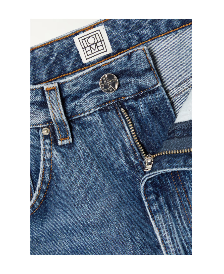 Totême Organic Cotton Cropped Flared Jeans In Blue