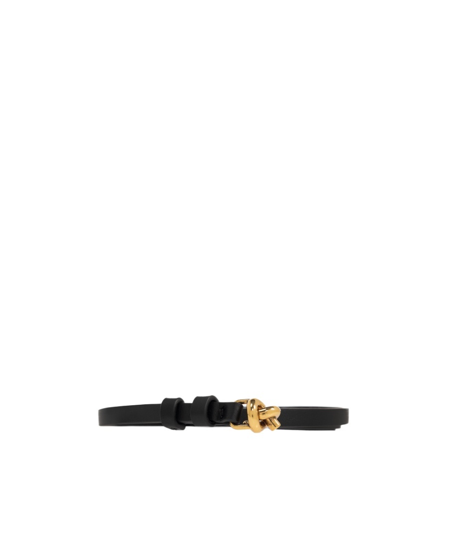 Bottega Veneta Knot-buckle Thin Leather Belt In Black