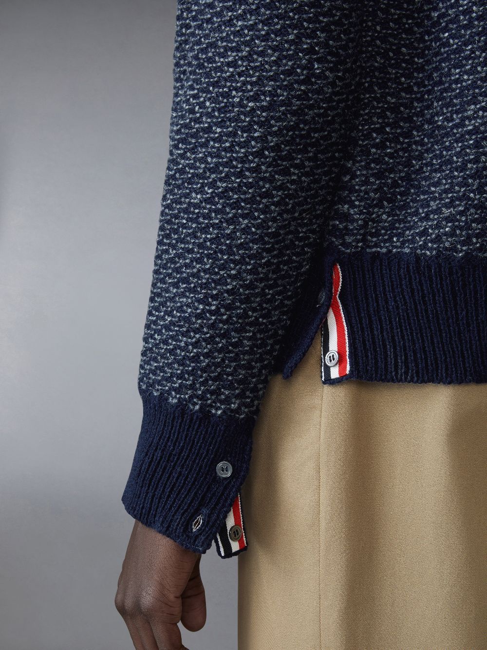 Thom Browne 4-bar Textured-knit Cardigan In Blue