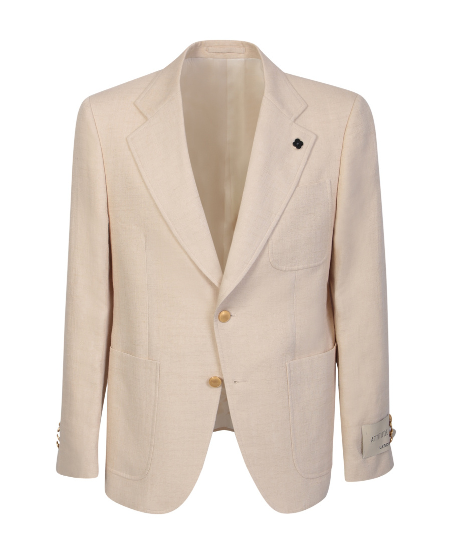 Lardini Viscose And Silk Single-breasted Blazer In Nude