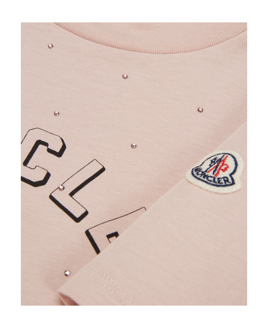 Moncler Logo-print Polka-dot T-shirt In Pink
