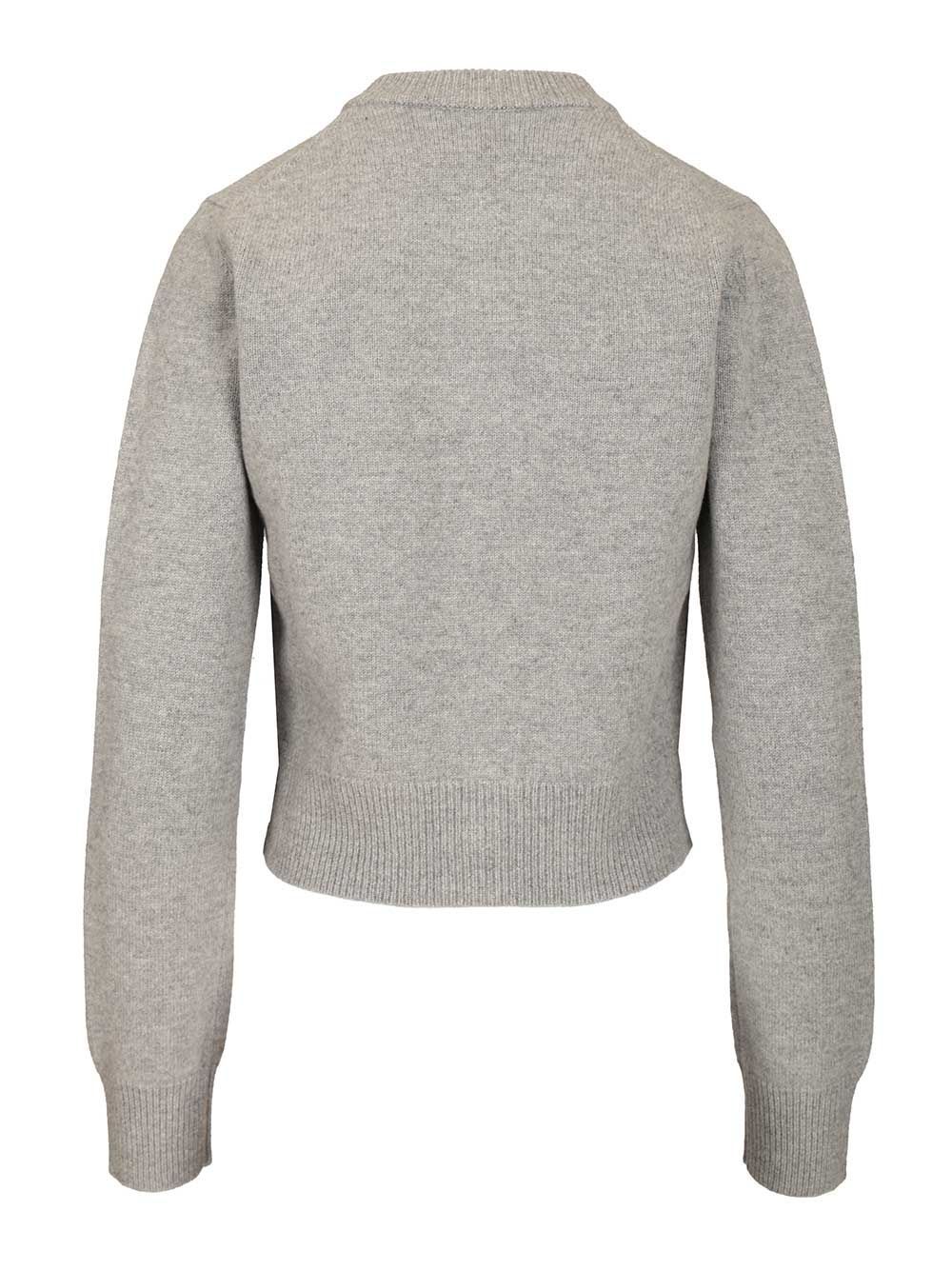 Ami Alexandre Mattiussi Wool Crewneck Sweater Knitwear White In Gray