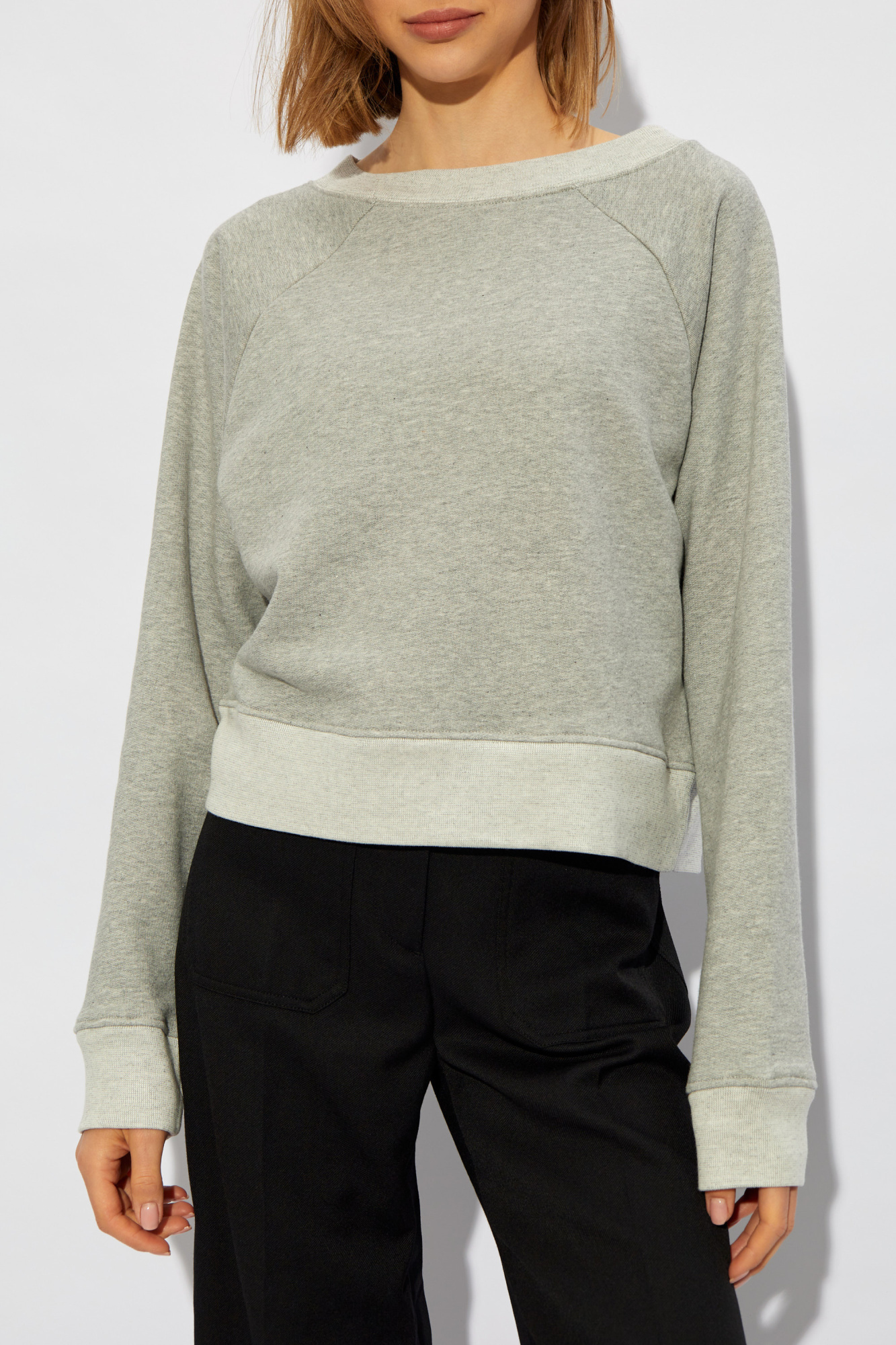 Shop Victoria Beckham Logo-embroidered Boat-neck Sweatshirt In Nude