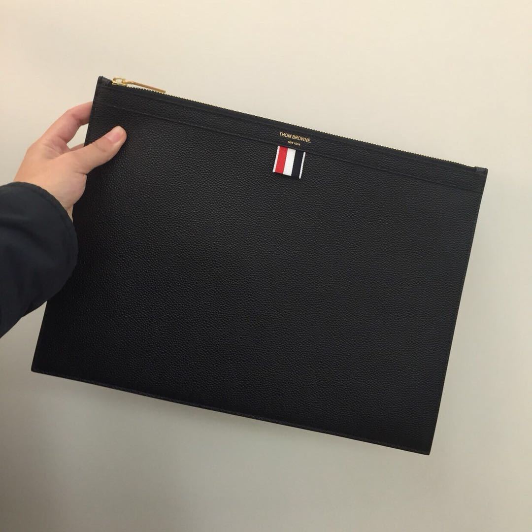 Thom Browne Medium Document Holder With Iconic Logo In Black