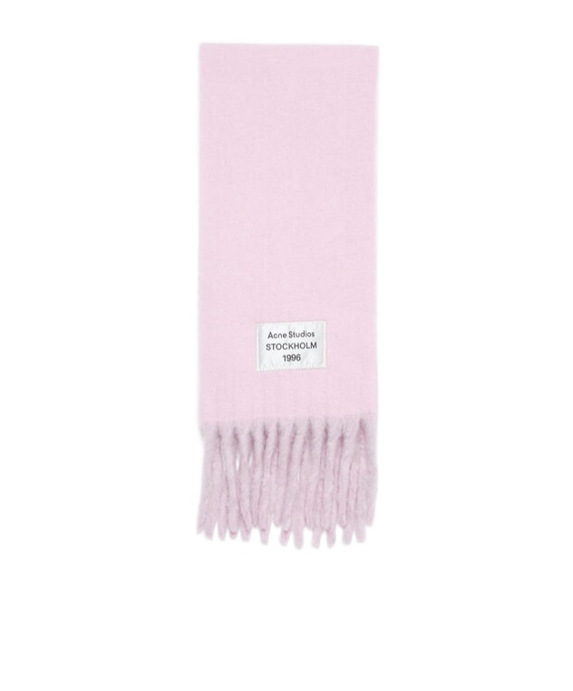 Acne Studios Logo Patch Fringed Scarf In White