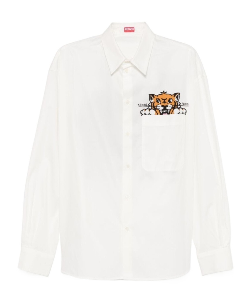 Kenzo "happy Tiger" Casual Shirt In White