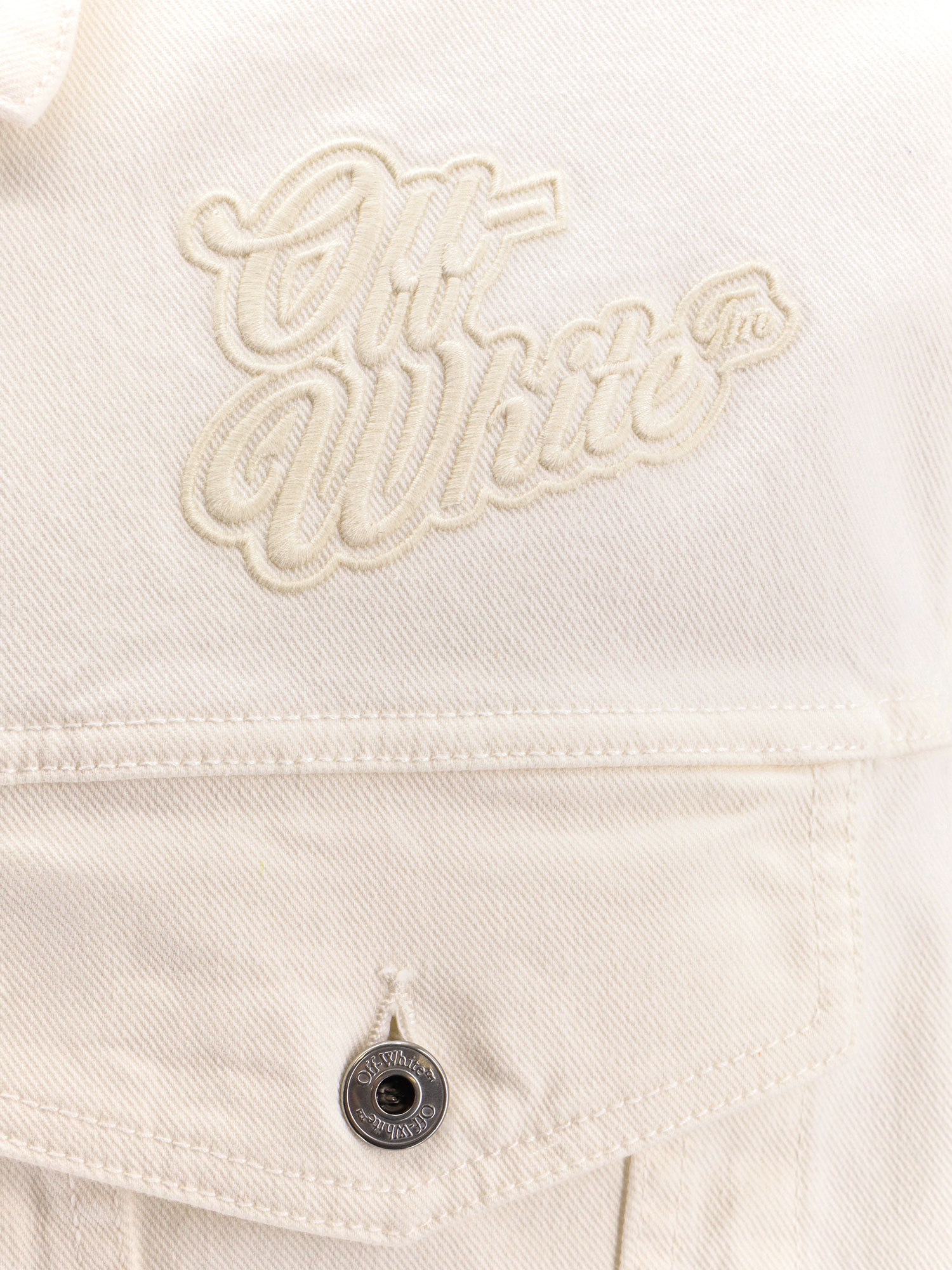 Off-white 90s Logo Embroidered Denim Vest In Nude