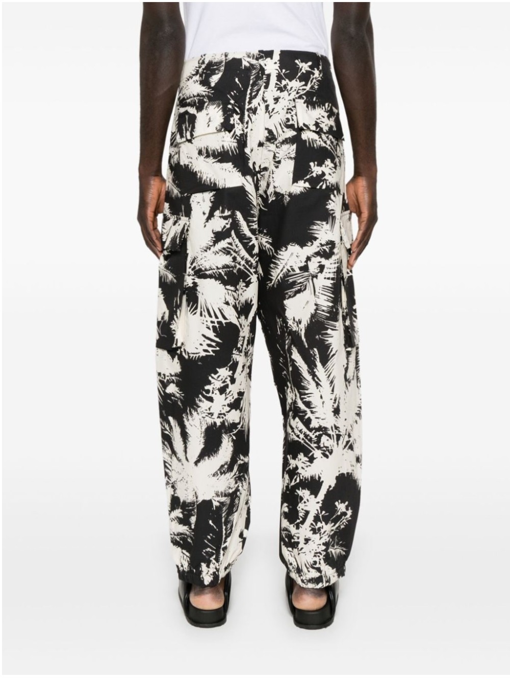 Laneus Printed Multi-pockets Cotton Trousers In Black