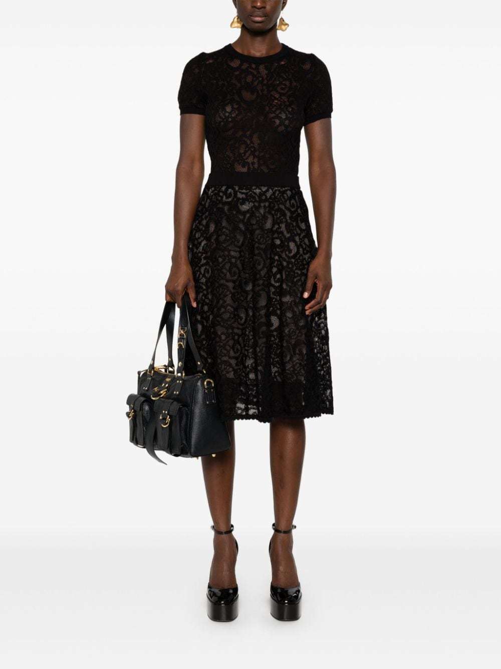 Moschino Knit Crewneck Jacquard Pattern In Black