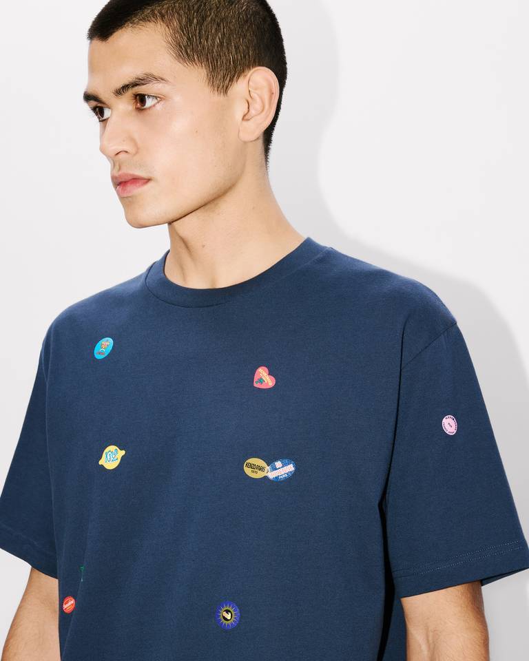 Kenzo Fruit Stickers Cotton T-shirt In Black