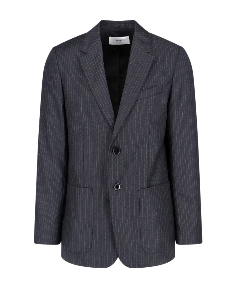 Ami Alexandre Mattiussi Ami Paris Pinstriped Single-breasted Tailored Blazer In Black