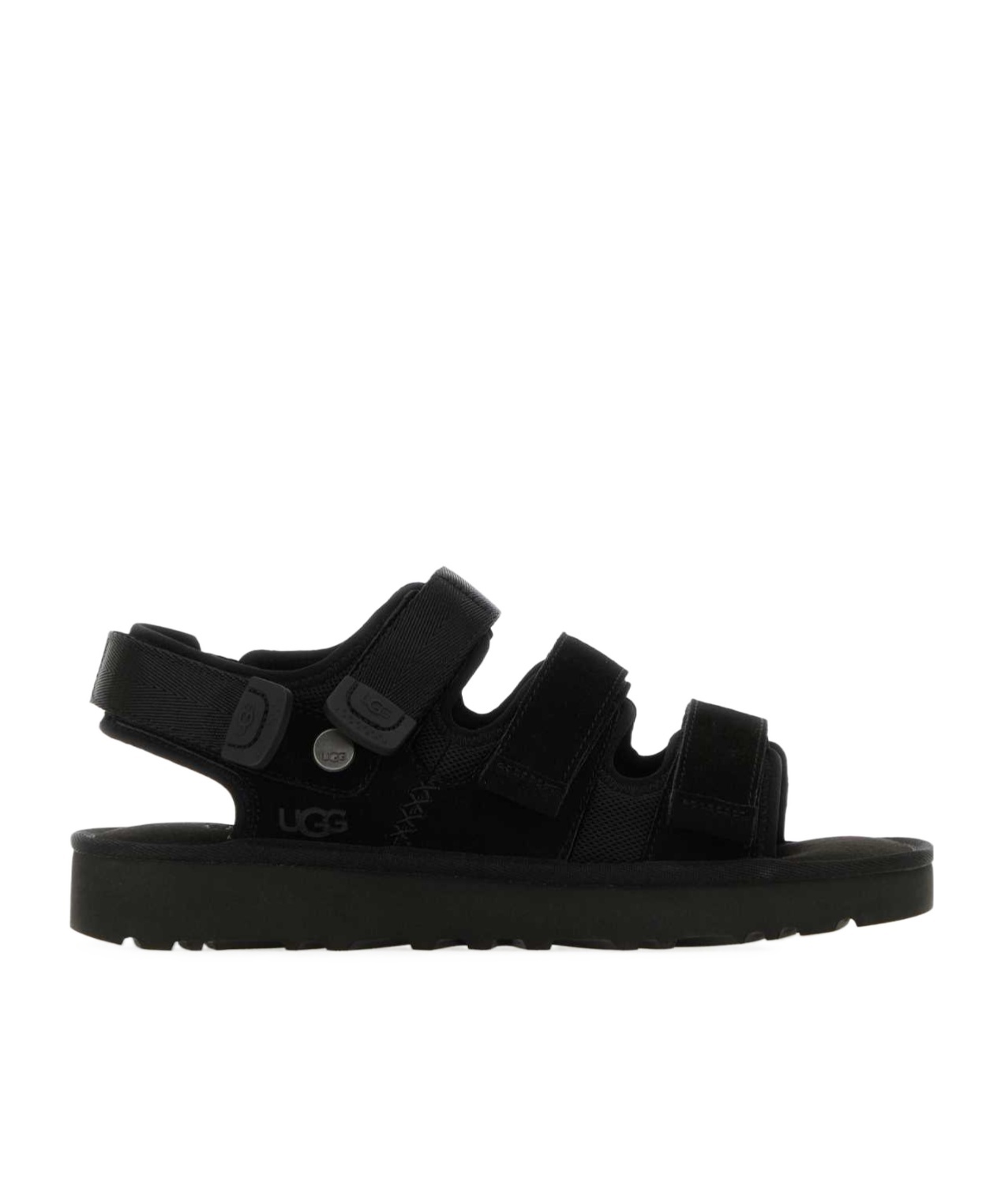 Ugg Mens Black Goldencoast Multi-strap Suede And Mesh-blend Flat Sandals In Black