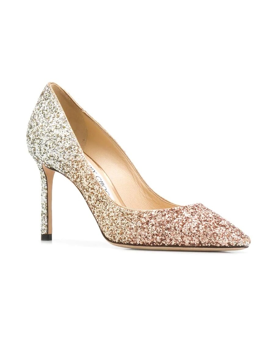 Jimmy Choo Romy 85mm Glitter Degrade High-heel Pumps In Brown
