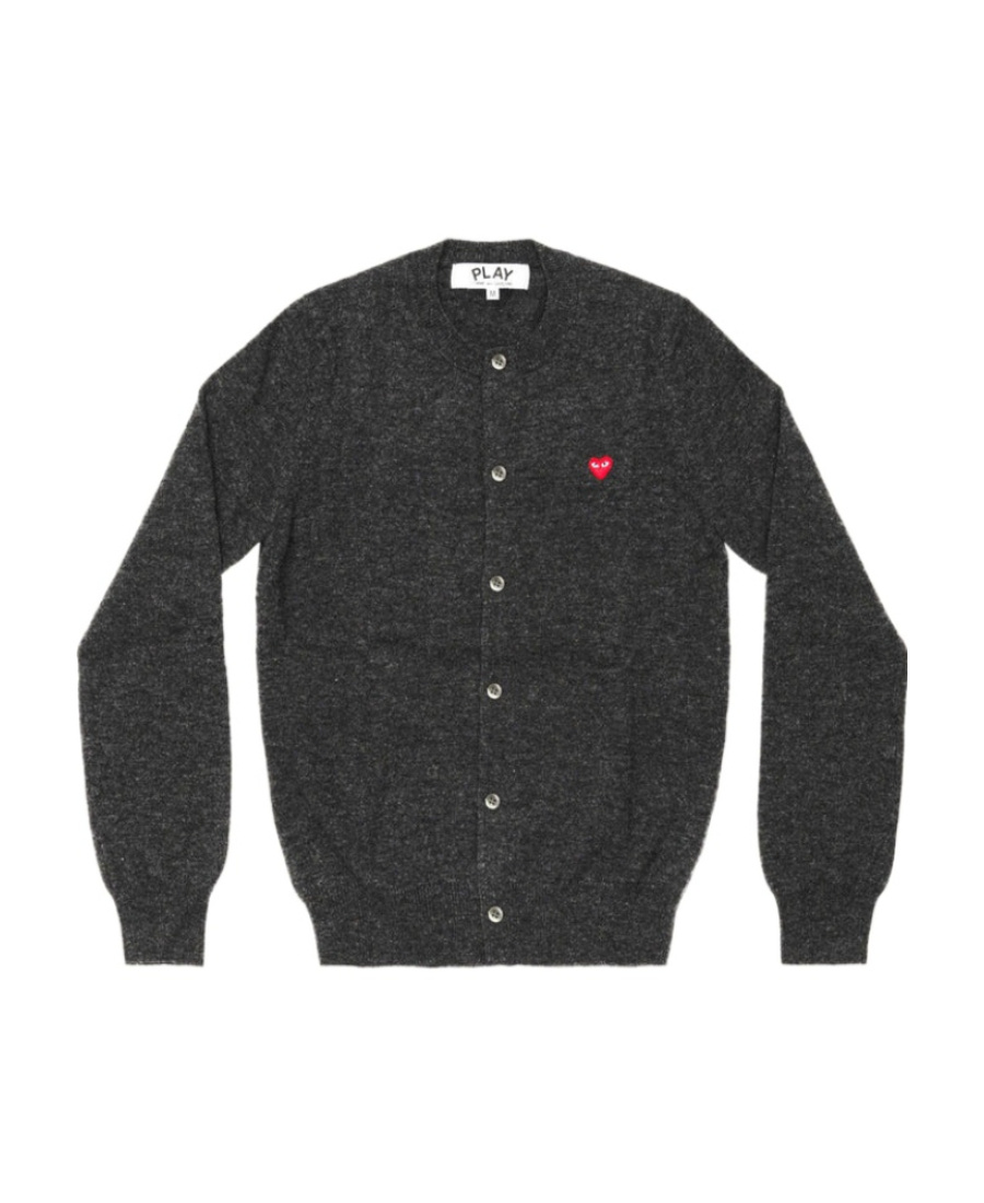 Comme Des Garçons Play Heart-patch Knit Cardigan In Black