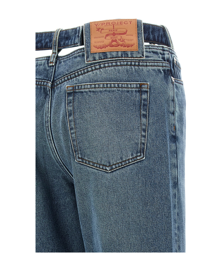 Y/project Evergreen Y Belt Wide-leg Jeans In Blue