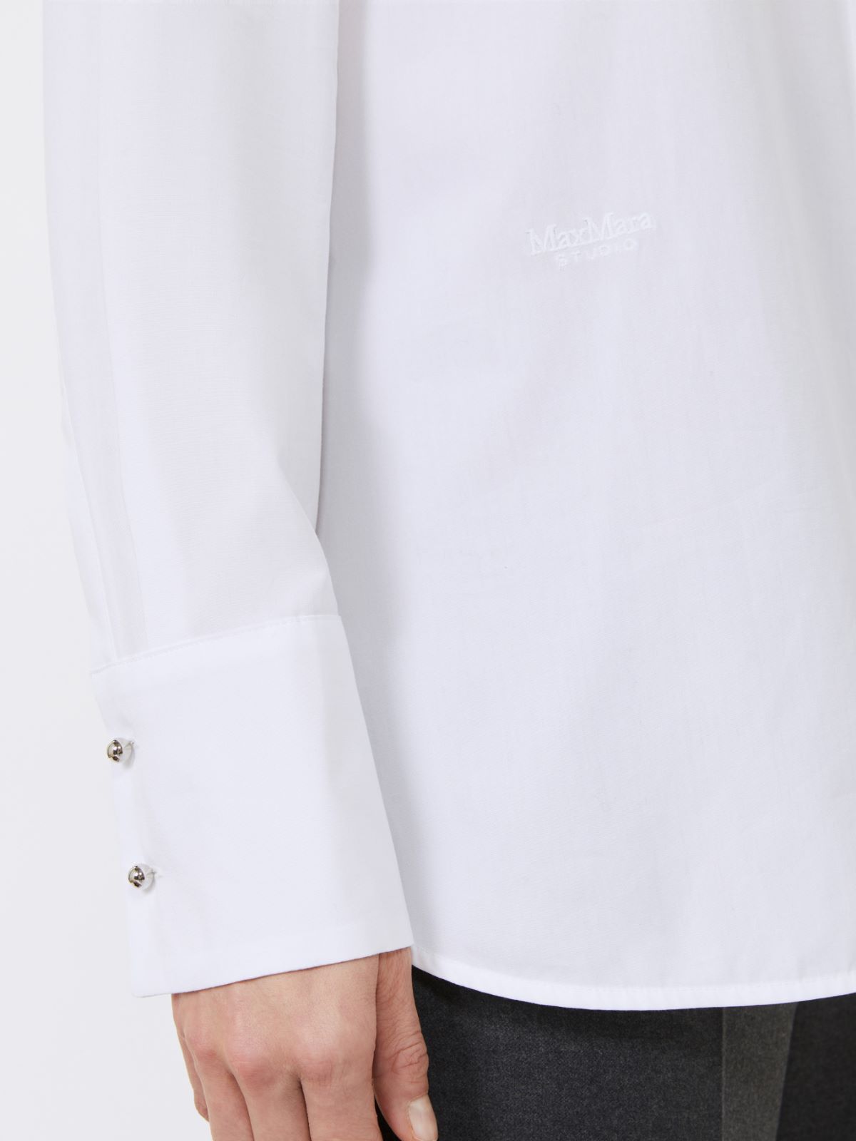 Max Mara Poplin Shirt With Crystals In White