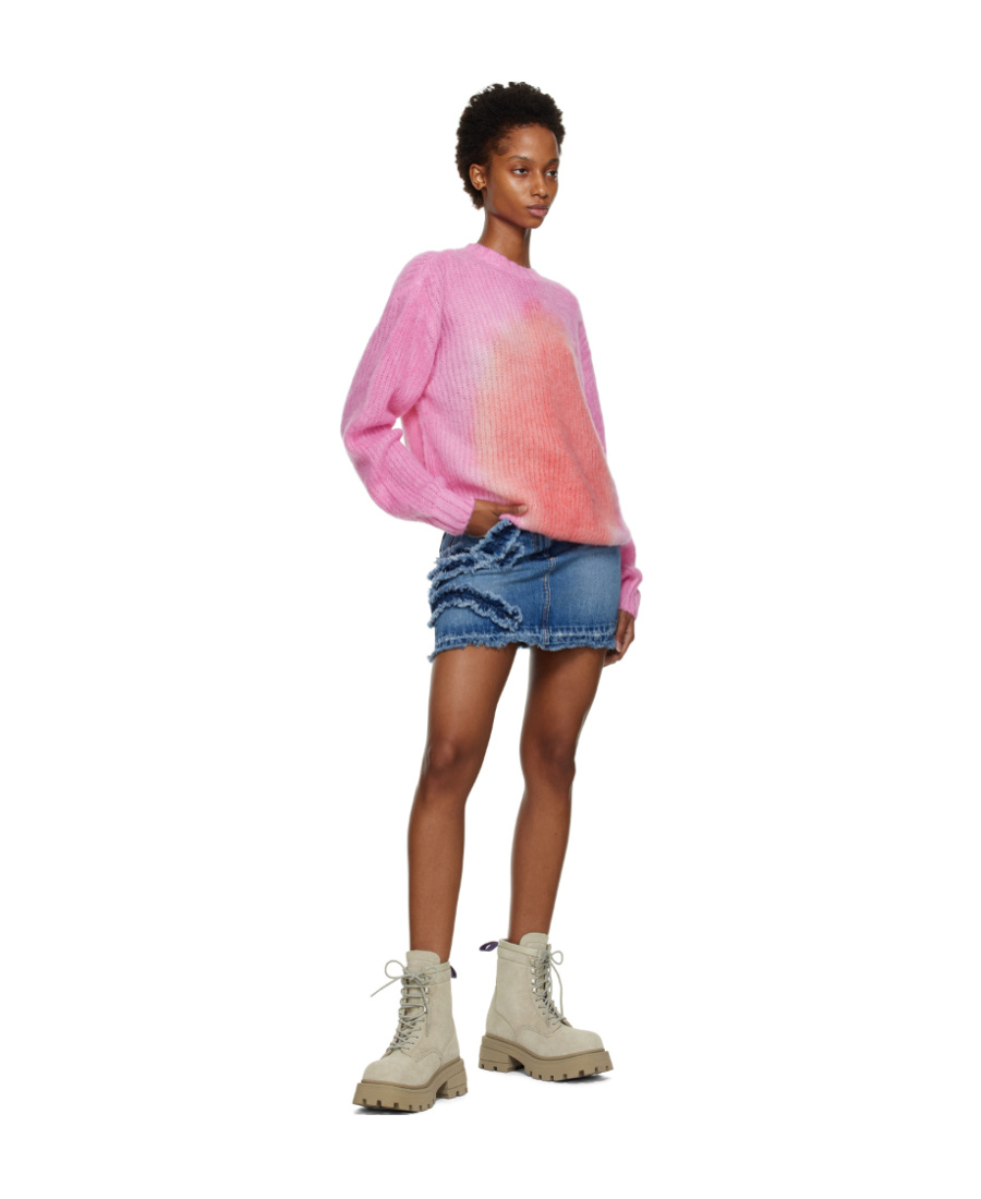 MSGM GATHERED-DETAIL DENIM SKIRT