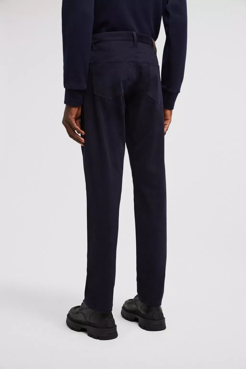 Shop Moncler Cotton Trousers In Blue