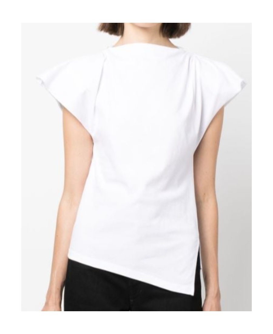 Isabel Marant Padded Boat Neck T-shirt With Asymmetric Hem In White