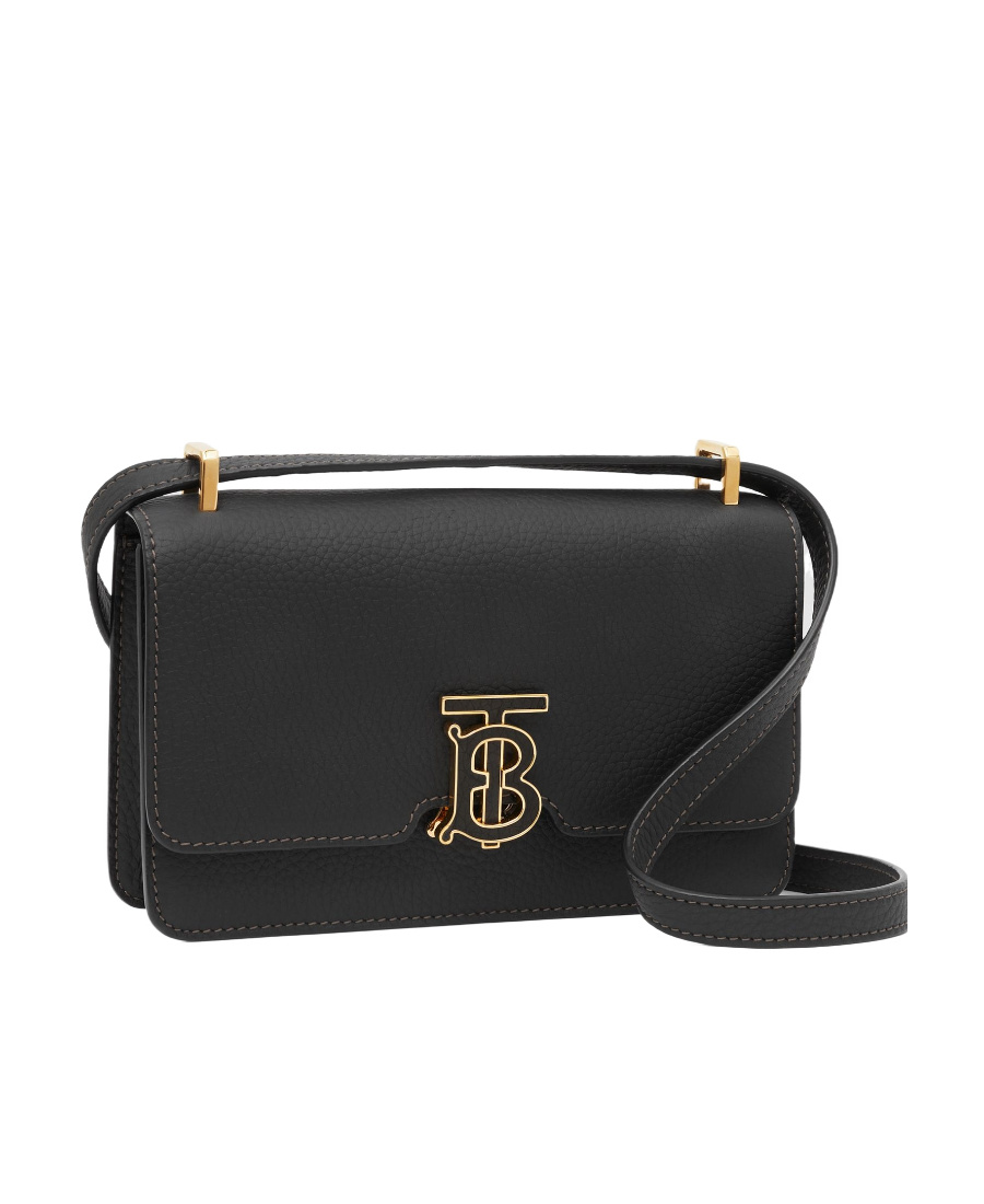 Burberry Tb-plaque Leather Crossbody Bag In Black