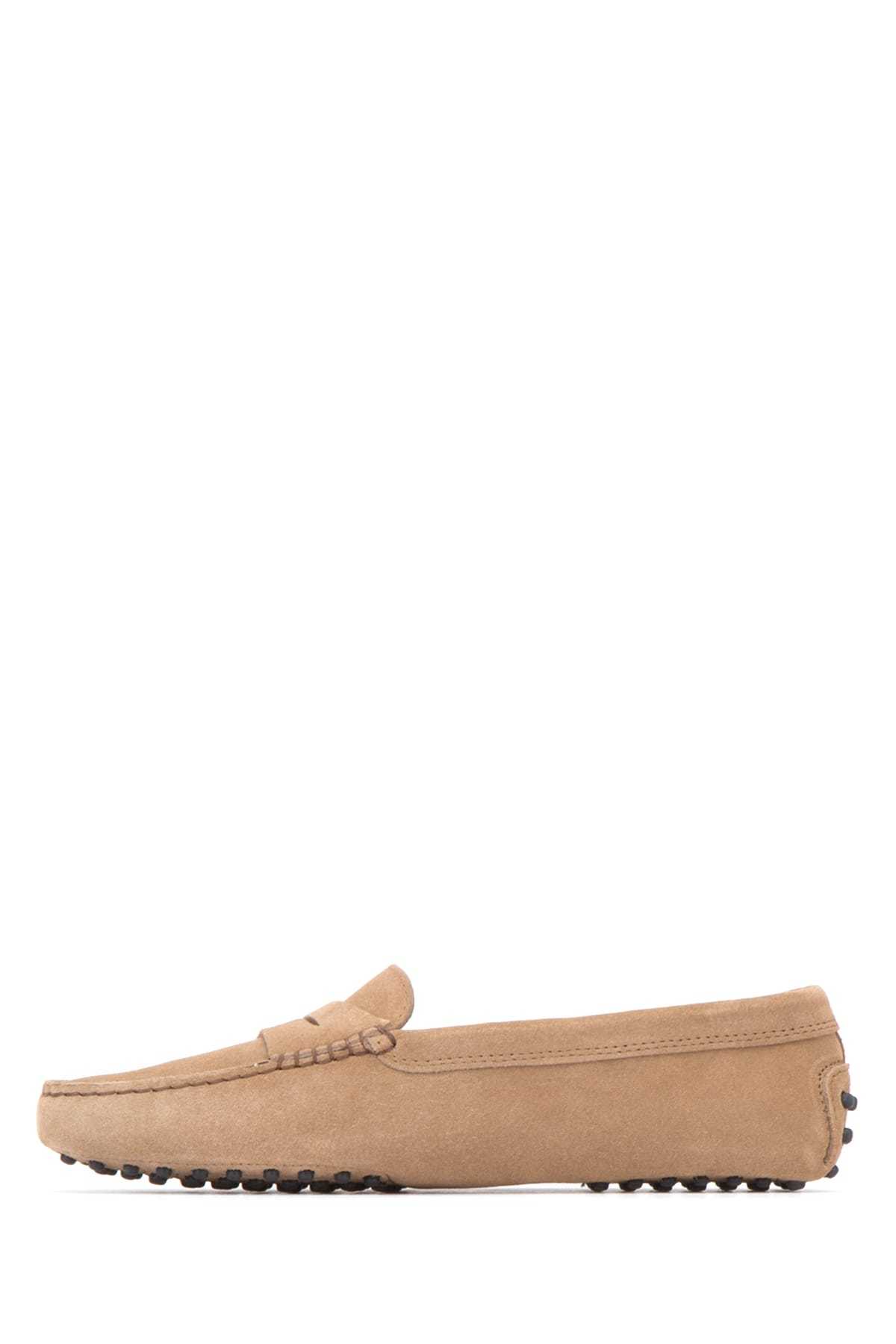 Tod's Suede Loafers With Moccasin Stitching And Penny Slot In Brown