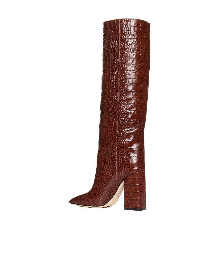 Paris Texas Anja 100mm Embossed-crocodile Boots In Brown