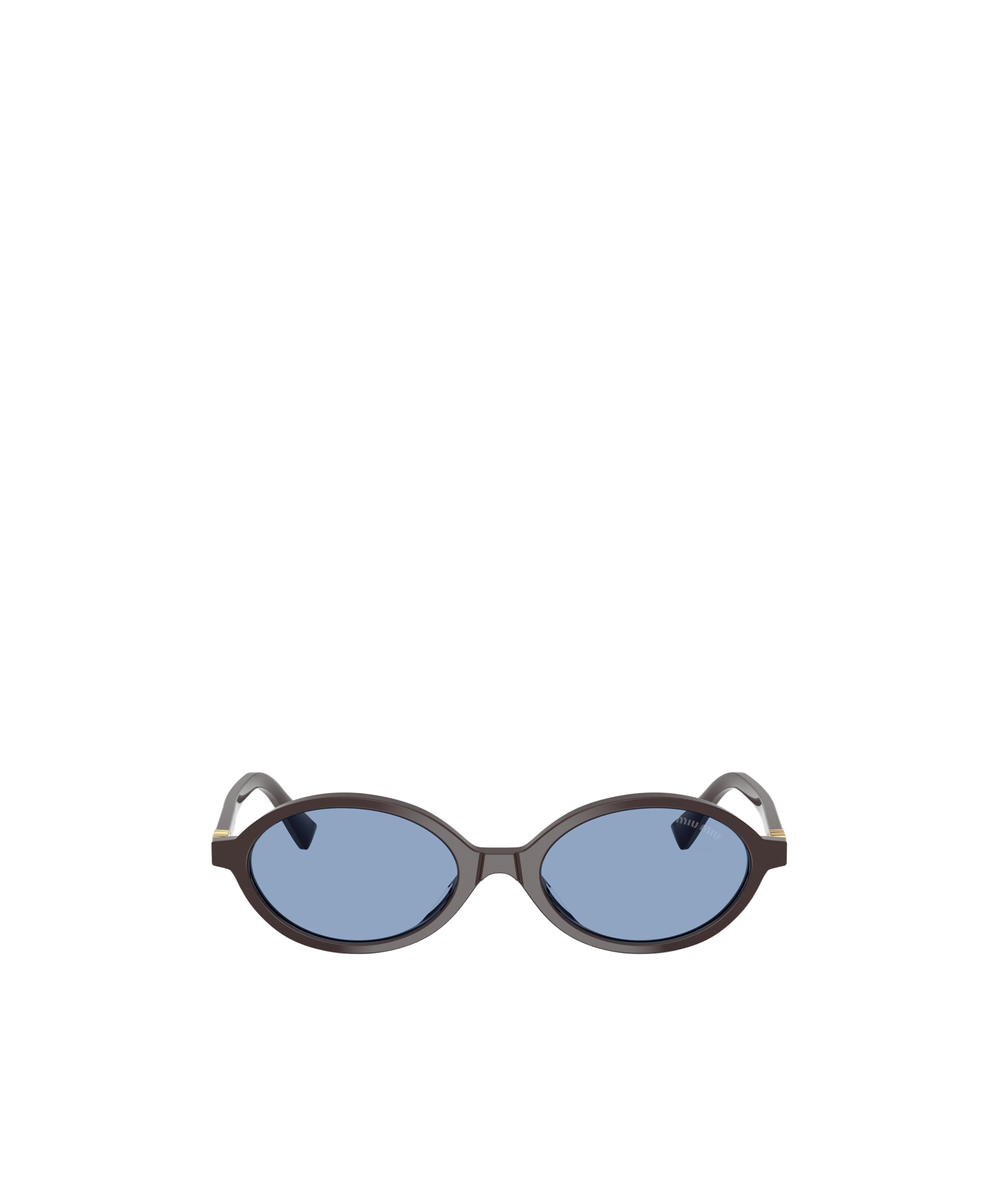 Miu Miu Logo-plaque Oval Sunglasses In Blue