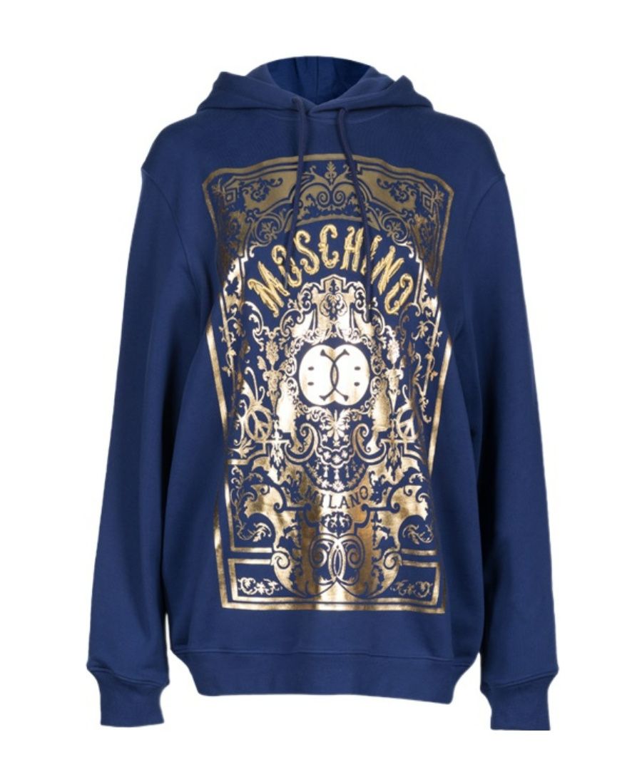 Moschino Logo Details Hooded Hoodie In Gray