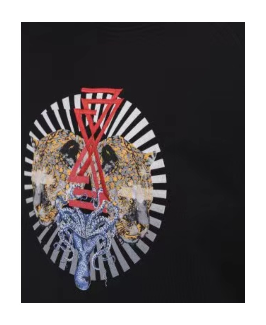 Just Cavalli Round-collar Long-sleeve Hoodie In Black