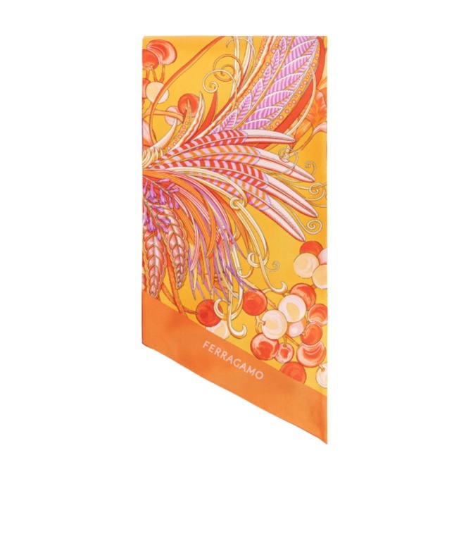 Ferragamo Printed Silk Scarf In Multicolor