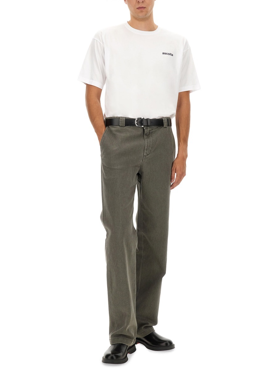 Aspesi Straight-leg Cotton Pants With Mid-rise Waist And Belt Loops In Gray