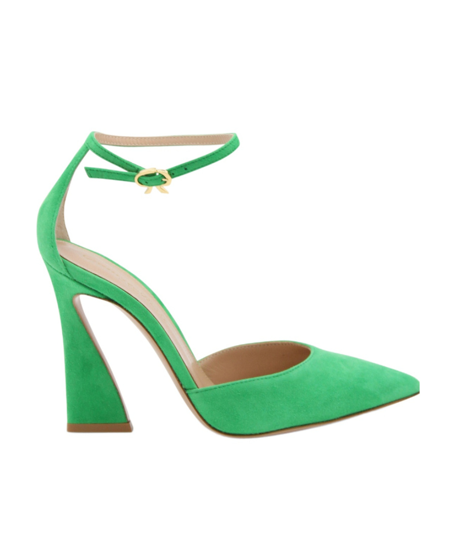 Shop Gianvito Rossi Riccam Pointed-toe 90mm Pumps In Green