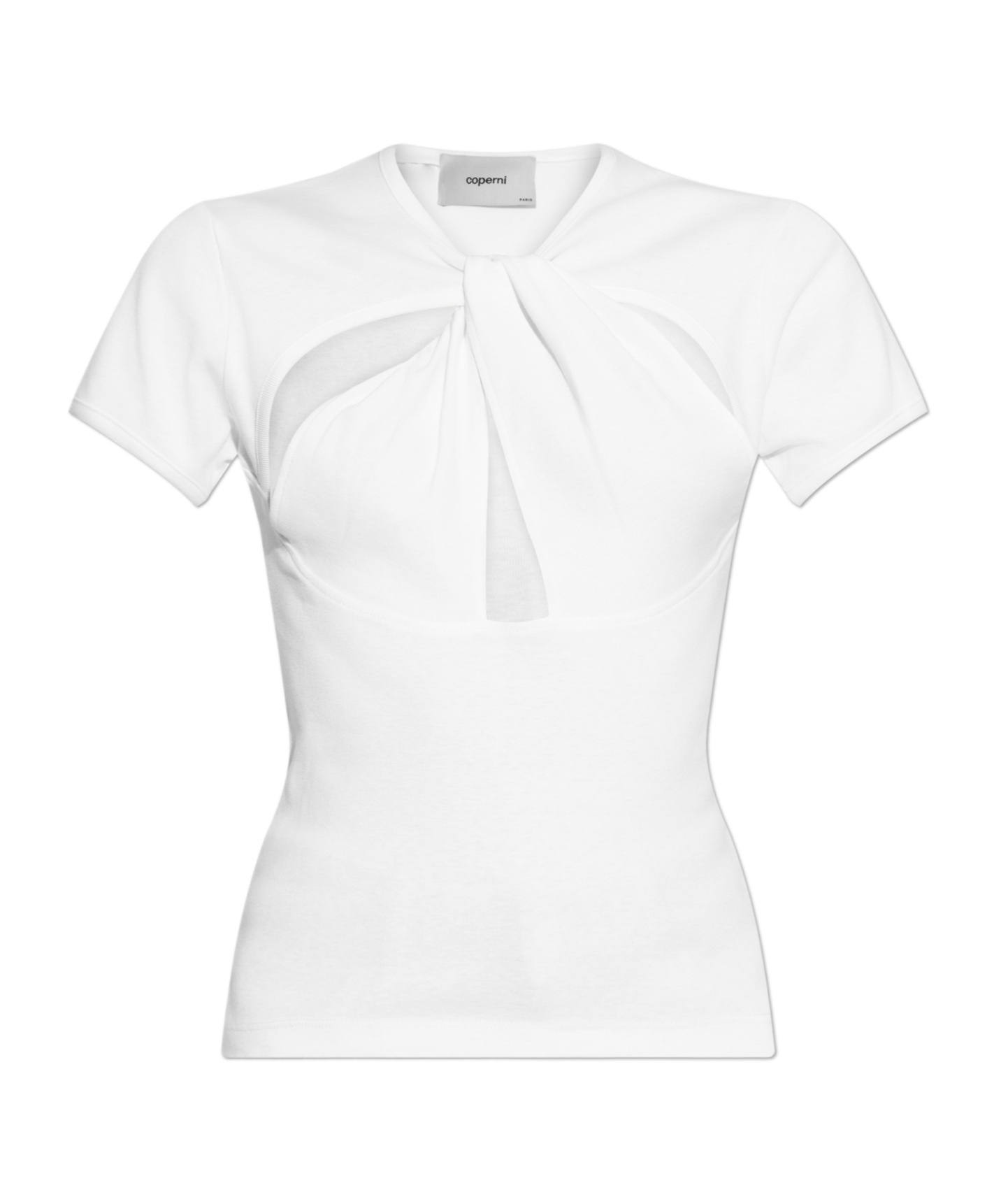 Coperni Cut-out Design Black T-shirt With Modern Silhouette In White