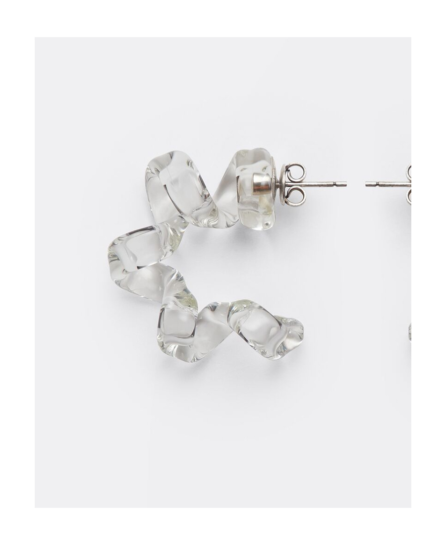 Bottega Veneta Turn Coil Hoop Earrings In White
