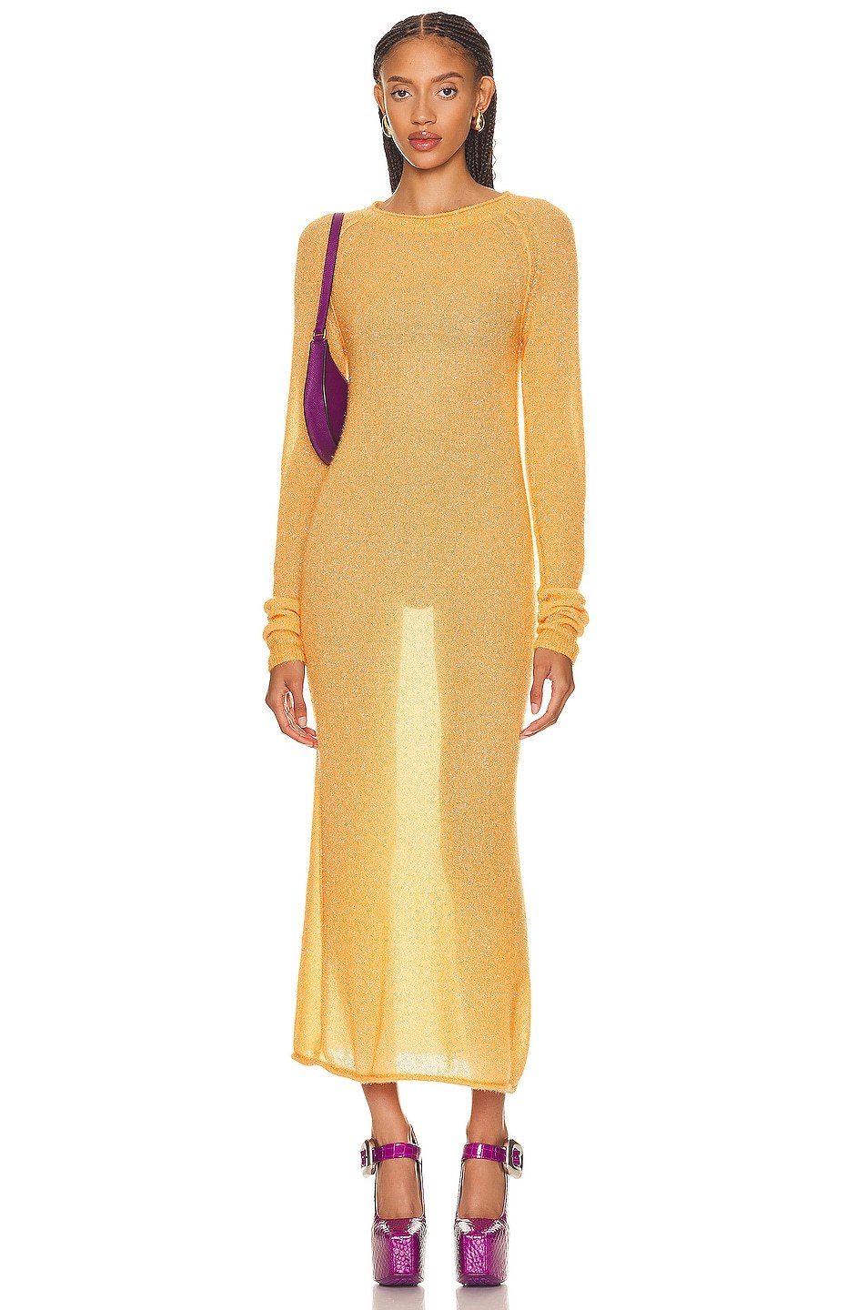 Acne Studios Round Collar Long Dress In Nude