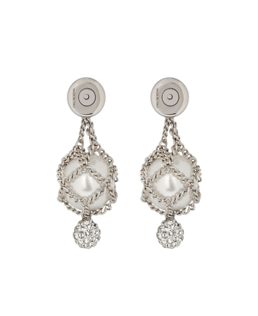 Givenchy Pearling Chain Detailed Earrings In White