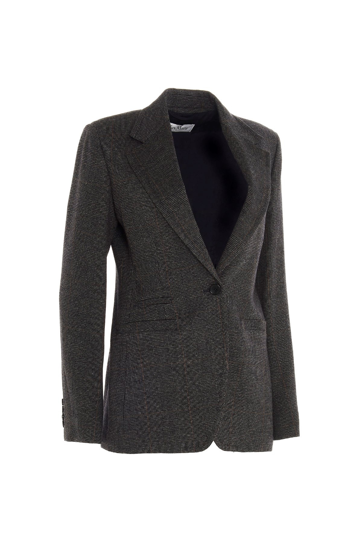 Max Mara Sfinge Checked Detail Blazer In Black
