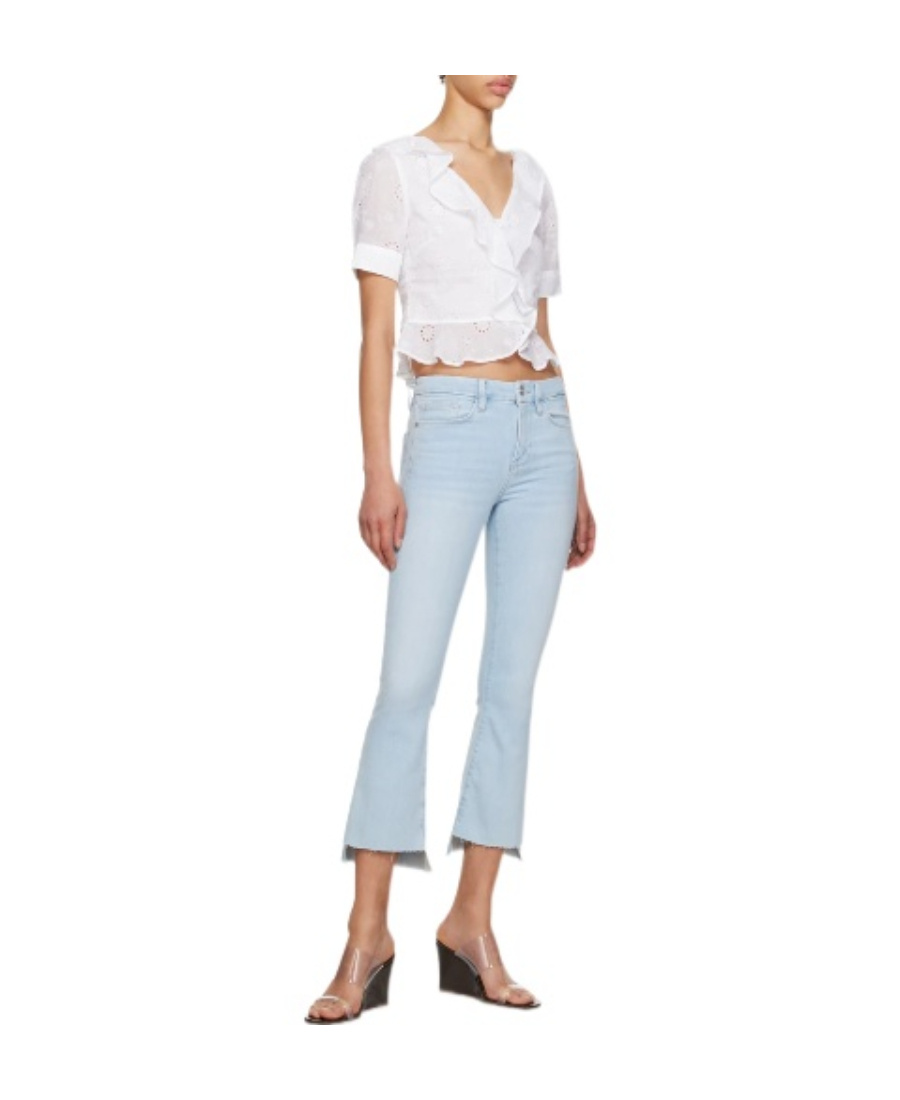 Frame Faded Cat Moustache Pleated Jeans In Multicolor